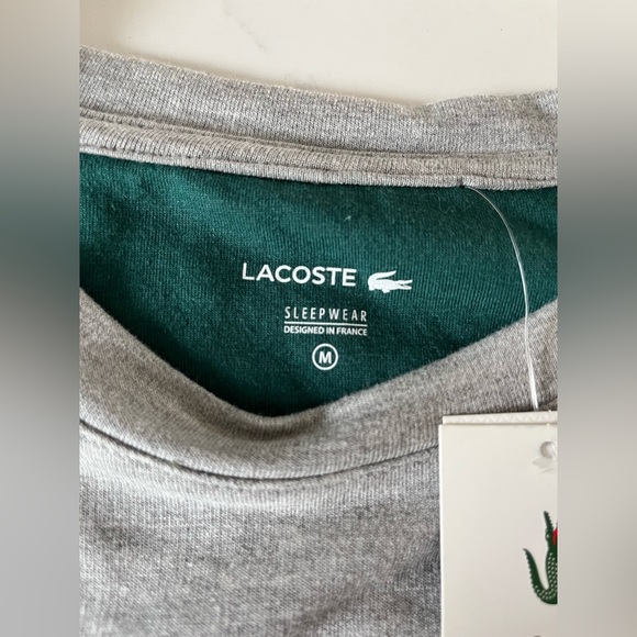NWT men’s Lacoste sleepwear. Size medium.  Gray/blue/green cotton/polyester top - Picture 10 of 11